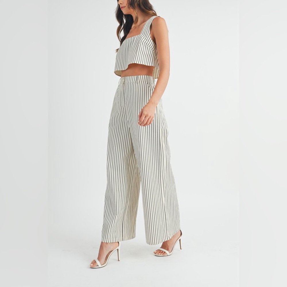 MABLE Striped White and Black Women's Jumpsuit